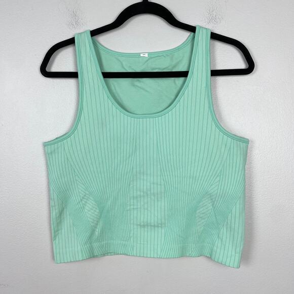 Lululemon Ebb to Street Cropped Tank Top Rib Map Wild Mint Ice Green Size 14 - Picture 2 of 9